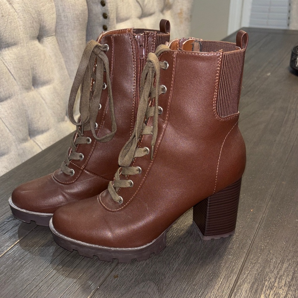 Wild Diva Chocolate Lace-Up Boots